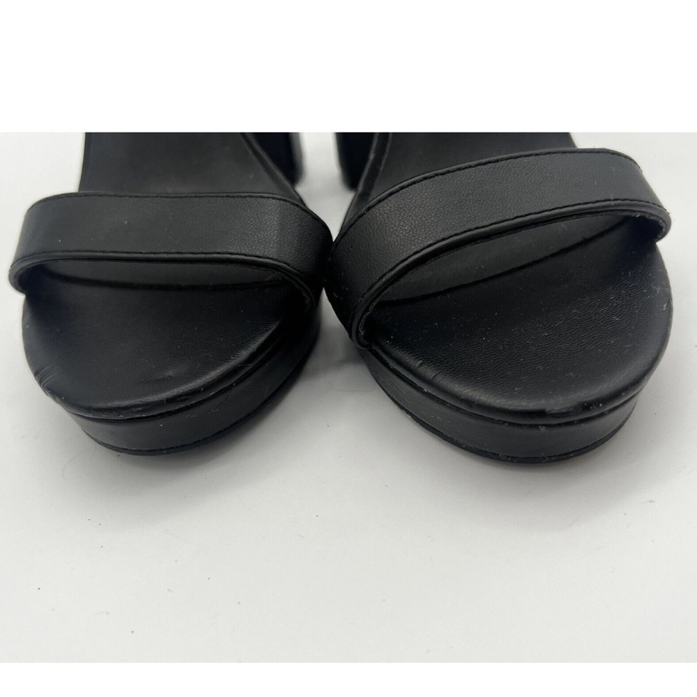 FOREVER 21 Women’s size 7 Black vegan Leather Shoes Chunky High block Heels - Picture 9 of 9
